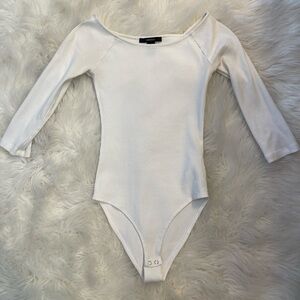3/4 sleeve white bodysuit